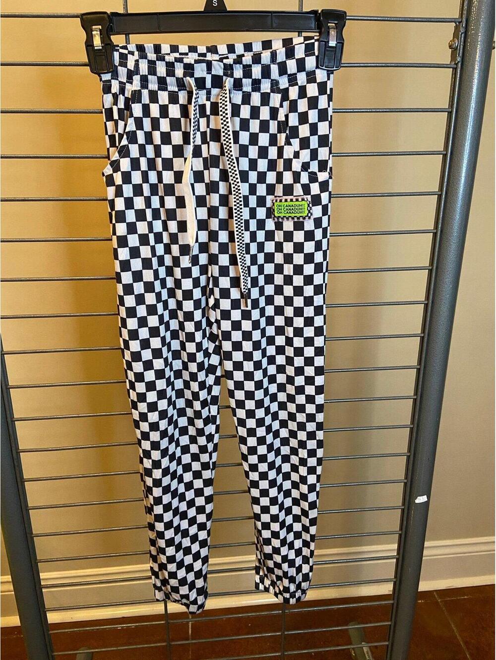 Womens Black and White Checkered Jogger Pants Size‎ 4 Casual Loungewear Grid